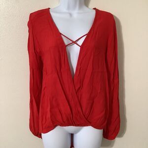 Lucy Love Red Bohemian Hippie Festival Sexy Renaissance Faire Peasant Blouse S